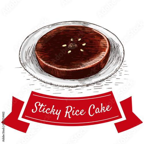Sticky rice cake colorful illustration.