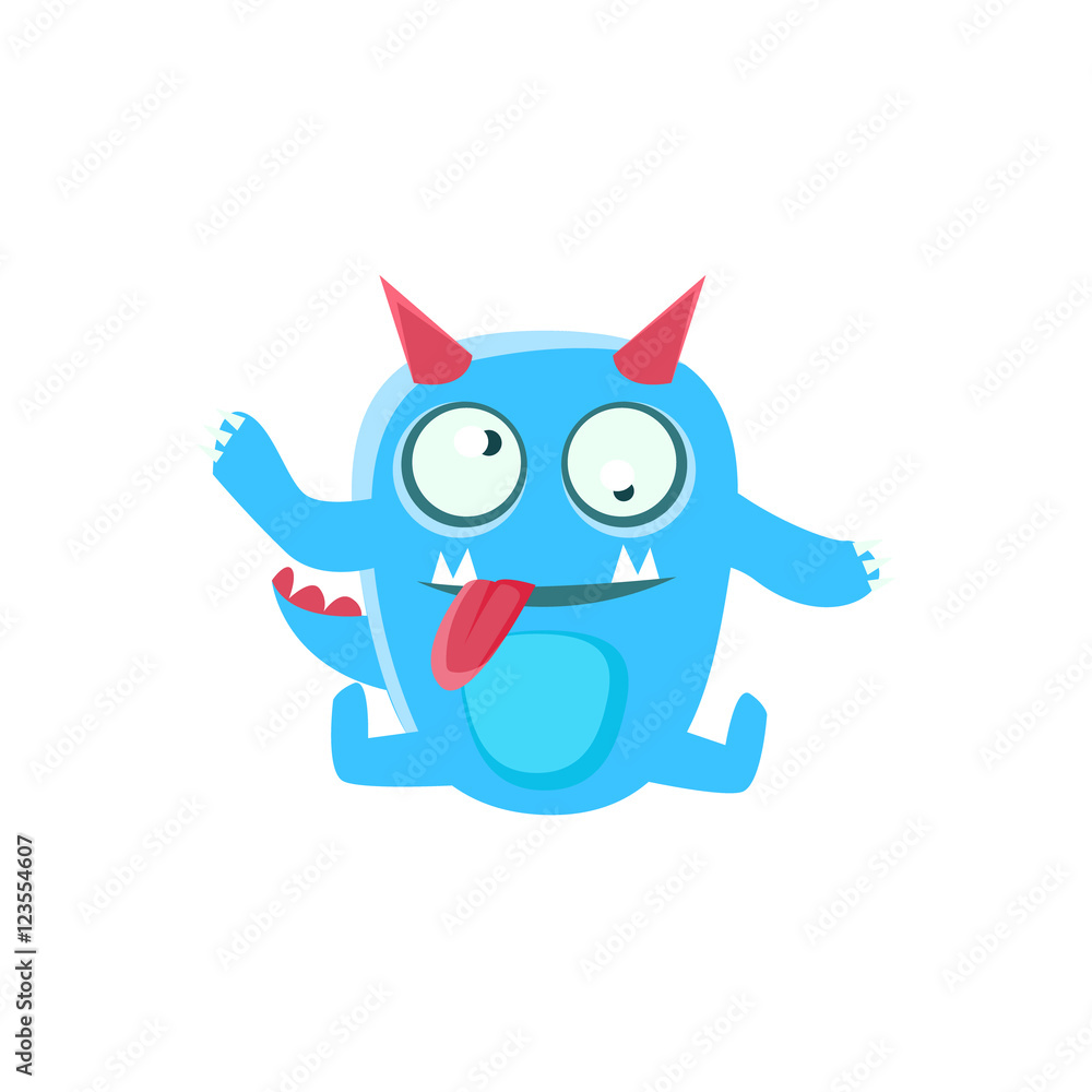 Dizzy Blue Monster With Horns And Spiky Tail Dizzy Blue Monster With Horns And Spiky Tail