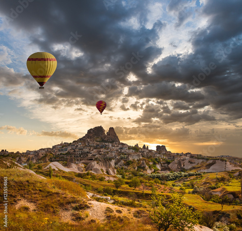 Air balloon over UchLove valley Cappadocia Turkey