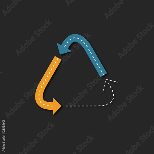 Flèches et pointillés en triangle