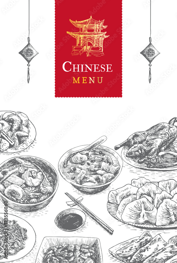 Chinese menu colorful illustration. Stock Vector Adobe Stock