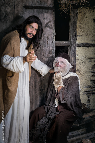 Canvastavla Jesus healing the leper