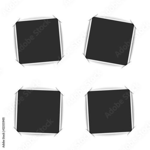 Blank photo frames set, collection instant photography presentation, black and white insert old photographs