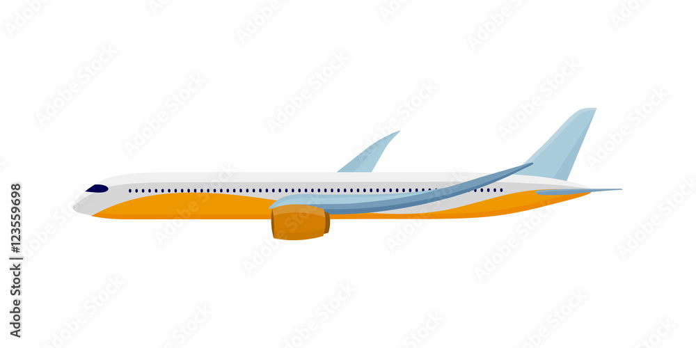 Airplane Isolated on White. Air Travel Concept