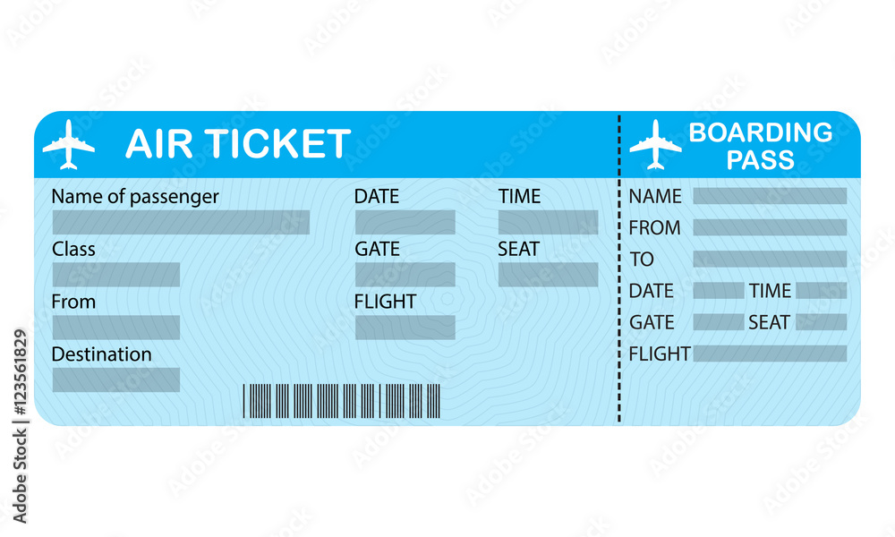 Vecteur Stock Plane ticket isolated on white background. Airline boarding  pass. Detailed blank of airplane ticket. Vector illustration. | Adobe Stock