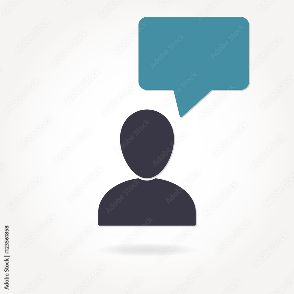 Person icon with Speech Bubble and text space. Conversation design template. Vector illustration. Person icon with Speech Bubble and text space. Conversation design template. Vector illustration.
