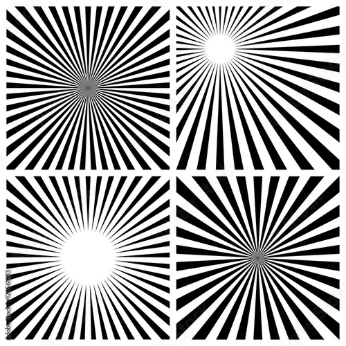 Vintage black rising sun retro design collection.