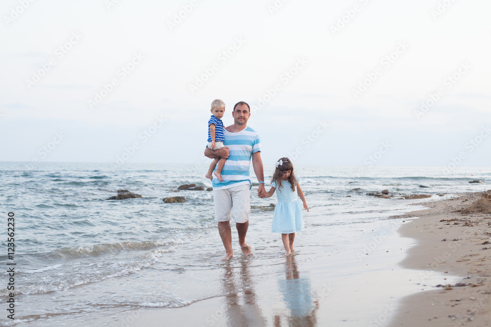 Walking on the empty beach