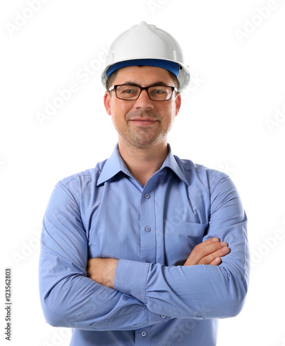 Construction worker, isolated on white