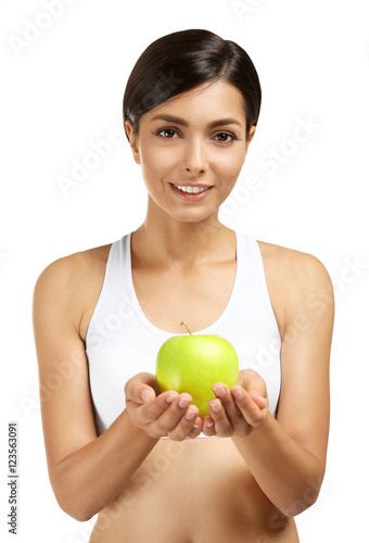 Beautiful girl with apple, ...