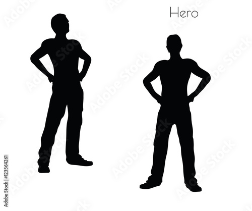  man in Hero  pose on white background