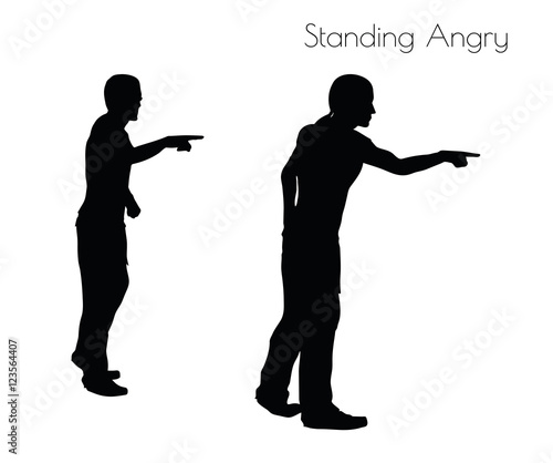 man in Standing Angry  pose on white background