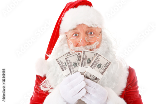 Santa Claus holding money o...