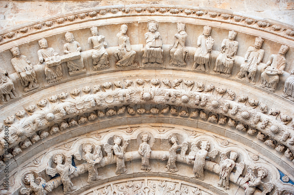 detail of the gothic door of the collegiate church of Santa Maria Maggiore in Toro, Zamora, Spain