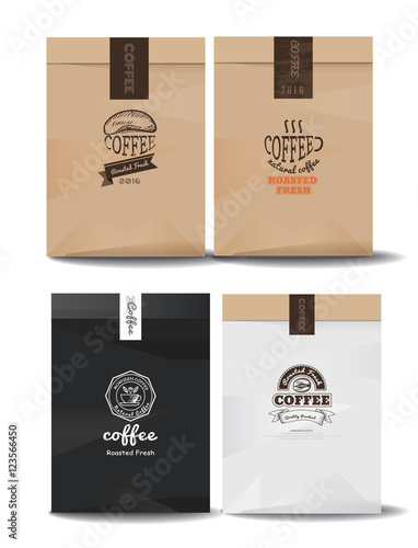 paper package design mock up template.cafe and restaurant packaging. coffee badge logo. vector template. vintage style.