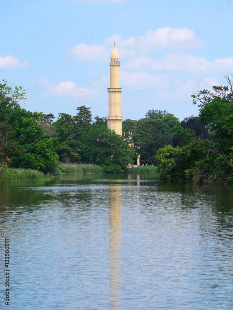 Minaret  in the park by the Chateau in Lednice (Czech Republic)