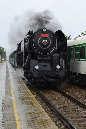 Historic steam train. Specially launched Czech old steam train for trips and for traveling.