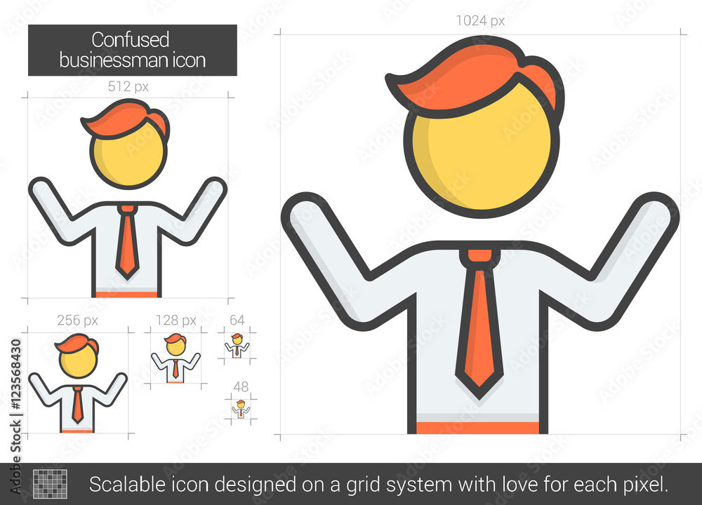 Confused businessman line icon. Confused businessman line icon.