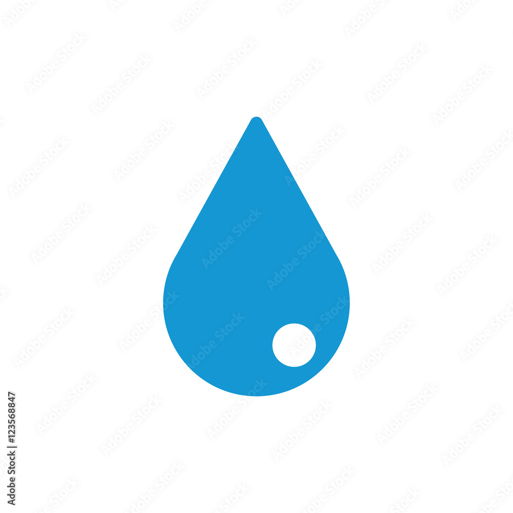 Water drop blue flat icon. On white. Vector illustration Water drop blue flat icon. On white. Vector illustration