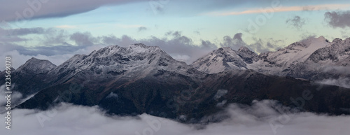 Mamkhurts Range in morning twilight. Caucasus mountains.