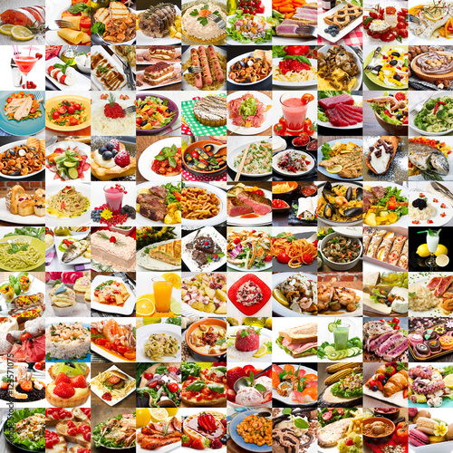 collage di foto varie di cibo, cucina mediterranea