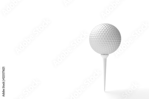 Golf ball with copy space isolated on a white background. 3D illustration