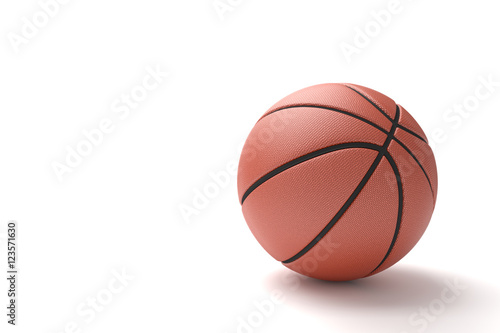 Basketball with copy space isolated on a white background. 3D illustration © Es sarawuth