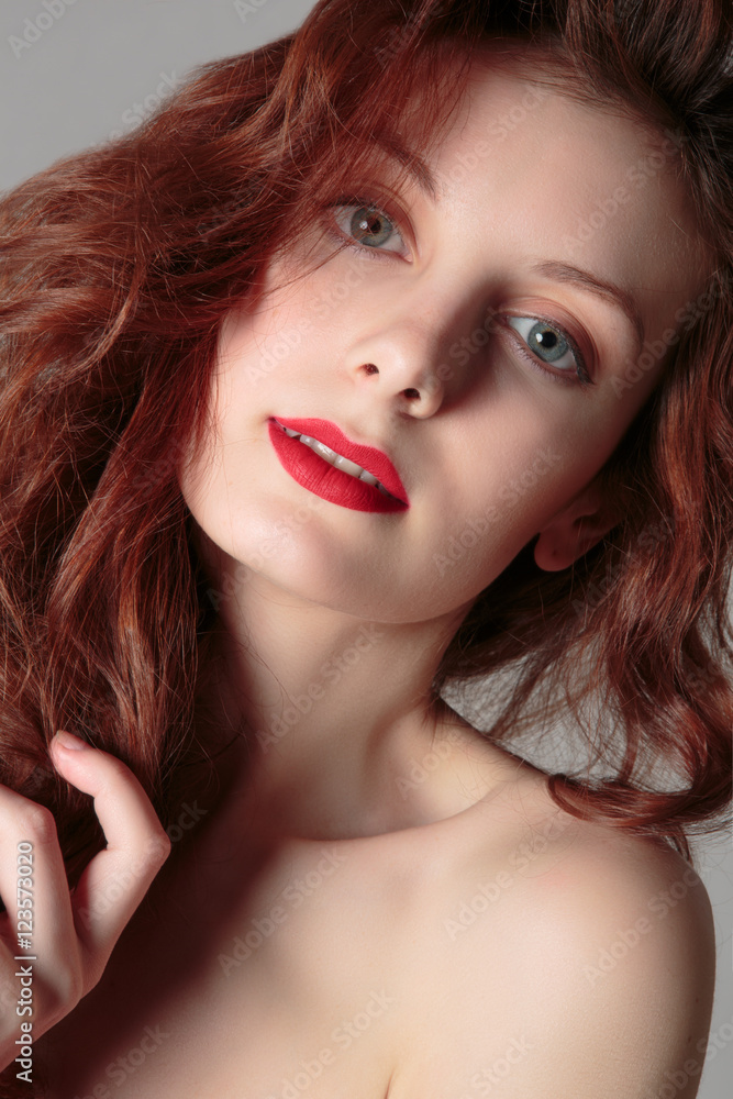 Portrait of beautiful redhead girl close up Portrait of beautiful redhead girl close up
