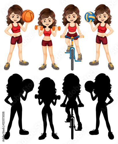Woman doing different sports