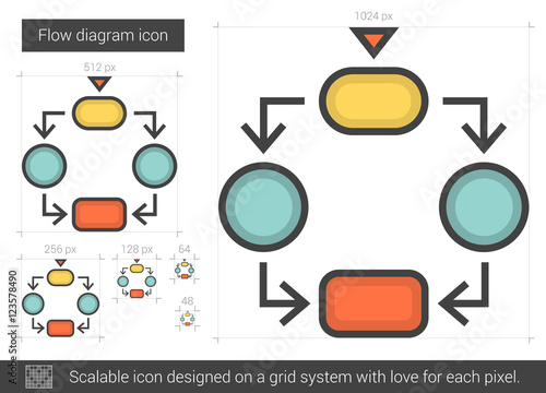 Flow diagram line icon.