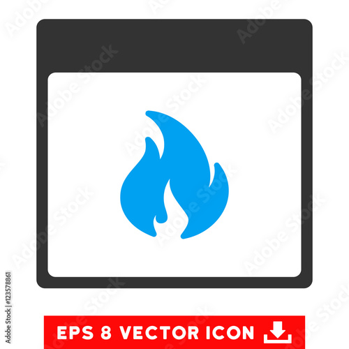 Fire Calendar Page icon. Vector EPS illustration style is flat iconic bicolor symbol, blue and gray colors.