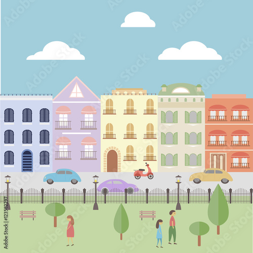 Flat style city