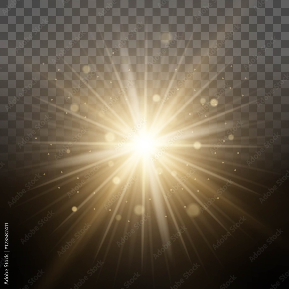 Bright glow light magical lighting, background transparent lens effect. Easy to change the background. Vector illustration