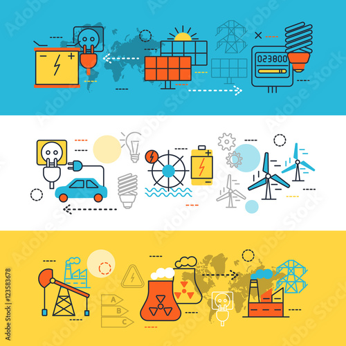 Energy Sources Line Banner Set
