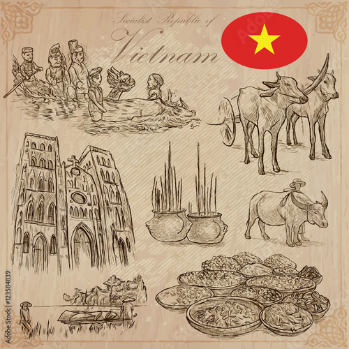 Vietnam. Pictures of Life. Vector pack. Hand drawings.