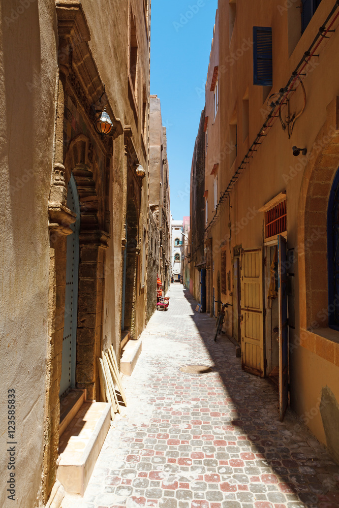 Narrow street in Essaouira, Morocco