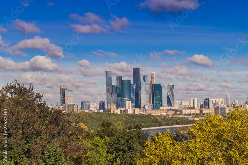 View on Moscow from the observation platform on the Sparrow hills, Russia.