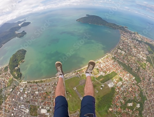 First person perspective skydiving in Ubatuba - Brazil