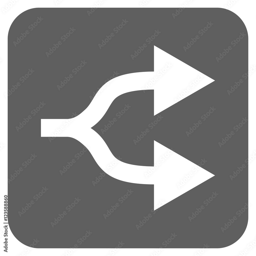 Split Arrows Right vector icon. Image style is a flat icon symbol on a rounded square button, white and silver gray colors. Split Arrows Right vector icon. Image style is a flat icon symbol on a rounded square button, white and silver gray colors.