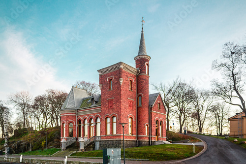 Colorful Red Castle in Stockholm, Sweden photo