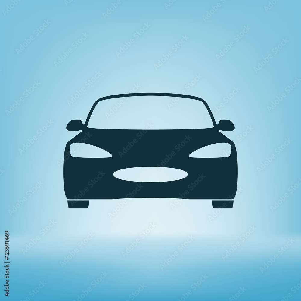 Flat paper cut style icon of a car