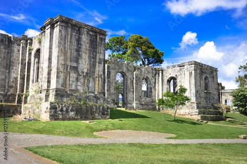 Santiago Apostol Parish Ruins in in the city of Cartago, Costa Rica. The site was never completed and what had been built was destroyed by numerous earthquakes. photo