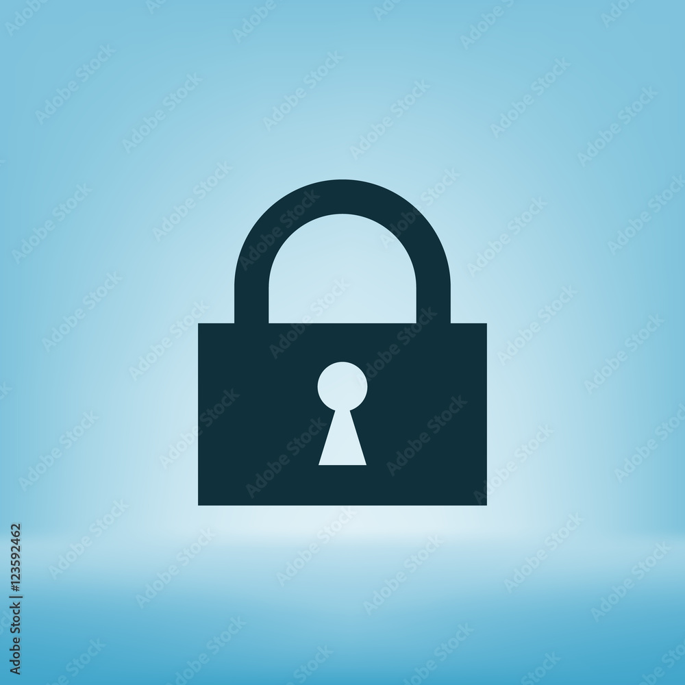 Flat paper cut style icon of a lock Flat paper cut style icon of a lock
