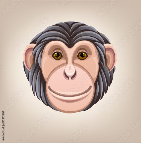 monkey head avatar Chinese zodiac icon White background illustration good round vector