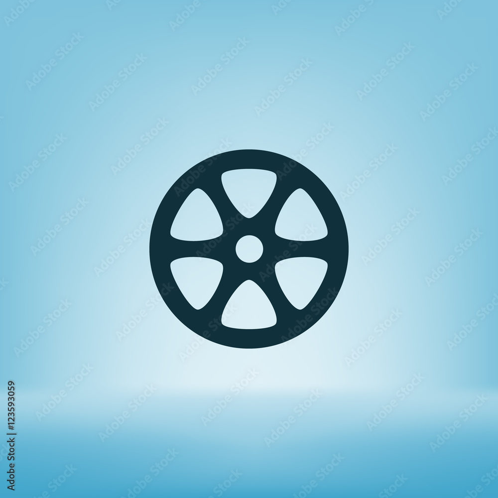 Flat paper cut style icon of old tape spool Flat paper cut style icon of old tape spool