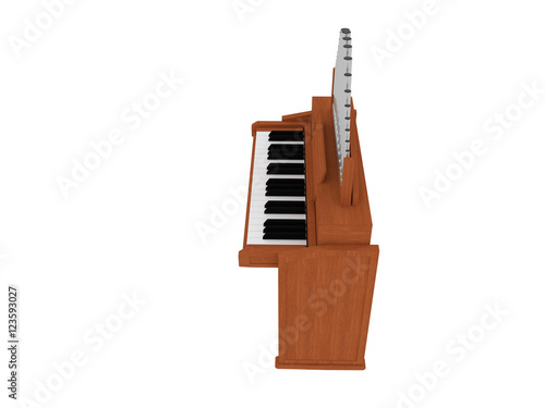 wooden harmonium isolated 3D illustration photo