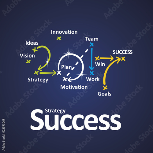 Success strategy 2017 color blue background