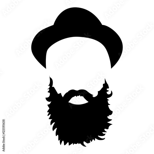 Hipster detailed hair and beards set. Fashion bearded man. Long beard with facial hair. Beard isolated on white background. Vector illustration