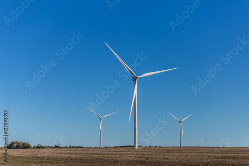 Wind turbines in a Kansas field.