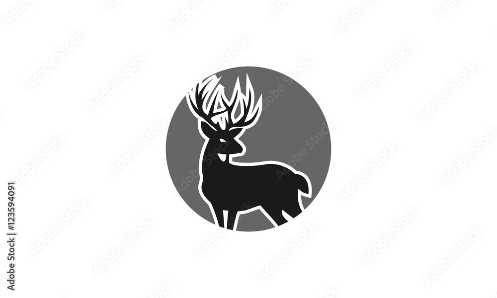 Fototapeta premium 3 Circle Emblem Deer Flat Logo